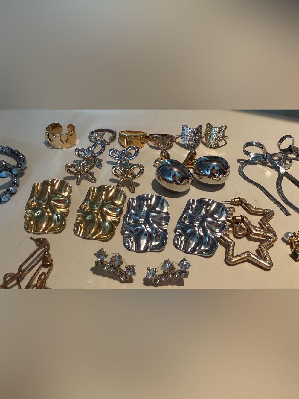 Gold & Silver Mixed Metal Women's Statement Earrings, Bracelets, and Rings!